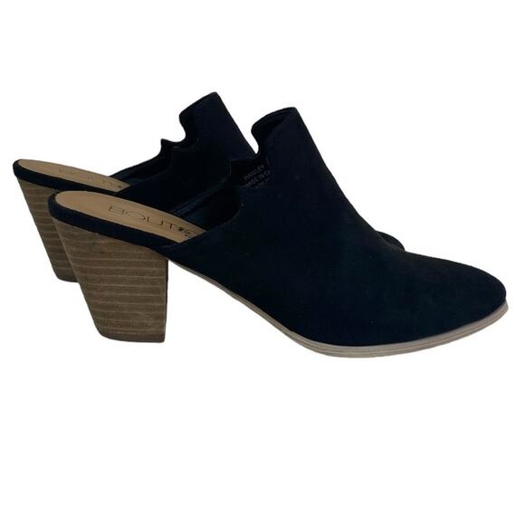 Corky's Boutique Black Faux Suede Mule Stacked Heel Size 7 - Picture 4 of 9